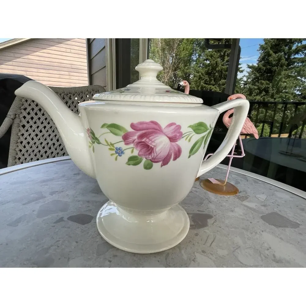 Homer Laughlin Purple Rose Liberty 6 Cup Teapot